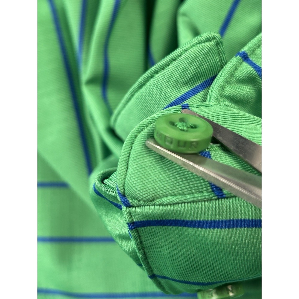 Under Armour Polo Shirt Men's XL Green Blue Striped HeatGear Loose Golf - Picture 13 of 14